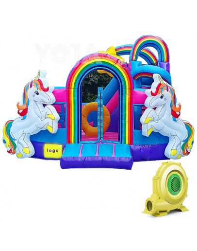 High Quality Inflatable Flying Unicorn Bounce House with Slide Outdoor Party Fun Bouncy House for Kids